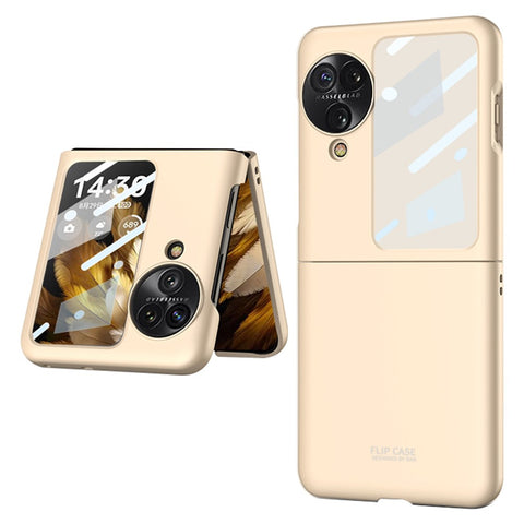 GKK For Oppo Find N3 Flip 5G Case Anti-drop PC Phone Cover with Rear Screen Film