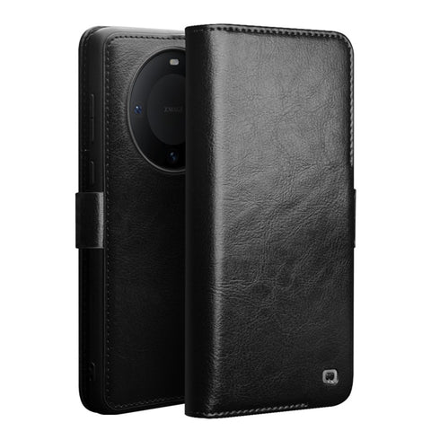 QIALINO For Huawei Mate 60 Pro Case Genuine Cow Leather Phone Wallet Flip Cover