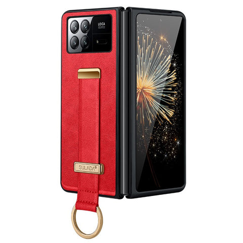 SULADA Fashion Series for Xiaomi Mix Fold 3 5G Case Retractable Strap Leather+PC Phone Cover