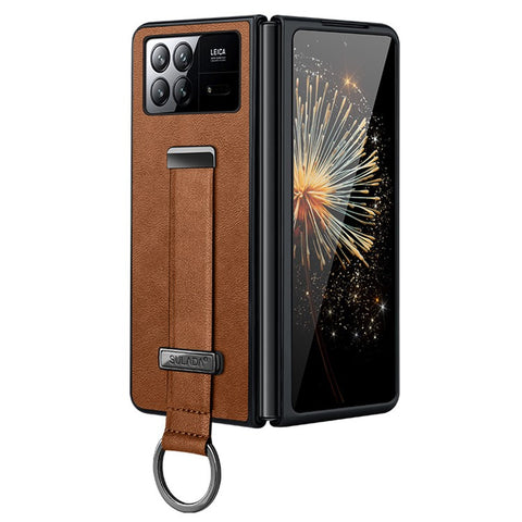 SULADA Fashion Series for Xiaomi Mix Fold 3 5G Case Retractable Strap Leather+PC Phone Cover