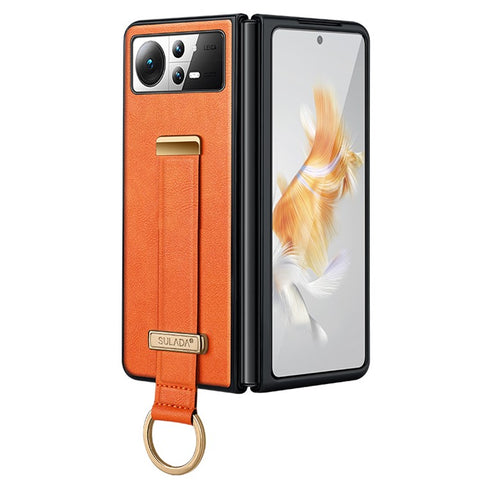 SULADA Fashion Series for Xiaomi Mix Fold 2 5G Case Hand Strap Kickstand Leather+PC Phone Cover