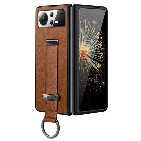 SULADA Fashion Series for Xiaomi Mix Fold 2 5G Case Hand Strap Kickstand Leather+PC Phone Cover