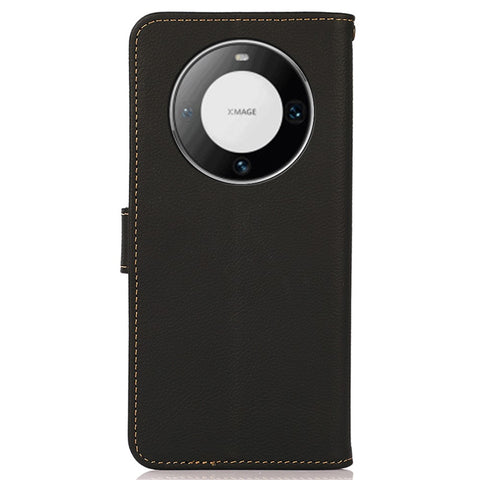 KHAZNEH For Huawei Mate 60 Pro Case Anti-drop Wallet RFID Blocking Genuine Cow Leather Phone Cover