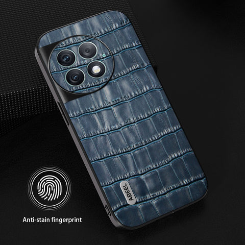 ABEEL For OnePlus Ace 2 Pro 5G Case Crocodile Texture Genuine Cow Leather Back Cover