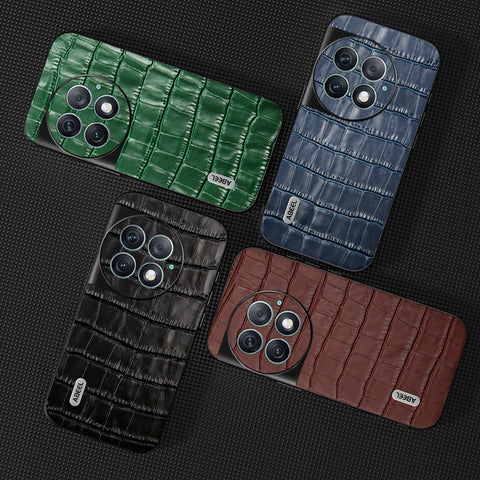 ABEEL For OnePlus Ace 2 Pro 5G Case Crocodile Texture Genuine Cow Leather Back Cover