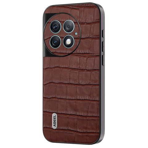 ABEEL For OnePlus Ace 2 Pro 5G Case Crocodile Texture Genuine Cow Leather Back Cover