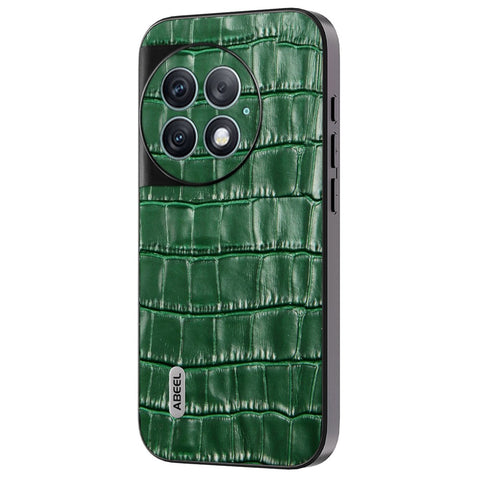 ABEEL For OnePlus Ace 2 Pro 5G Case Crocodile Texture Genuine Cow Leather Back Cover