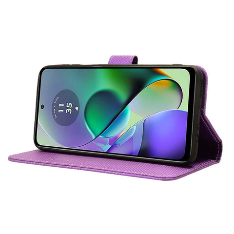 For Motorola Moto G54 5G / G54 Power 5G / G64 5G / G64y 5G Case Stand Diamond Texture Leather Shell Wallet Phone Cover