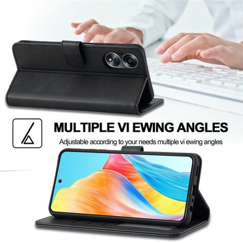 LC.IMEEKE Phone Shell for Oppo A78 4G Case PU Leather Stand Wallet Cover