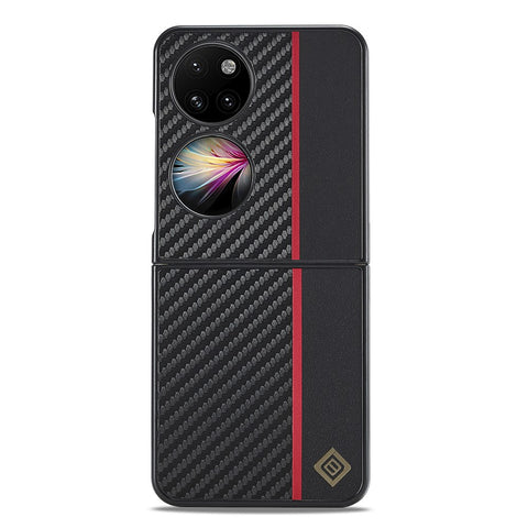 LC.IMEEKE For Huawei P50 Pocket Case Carbon Fiber Texture Shockproof Protective Phone Cover