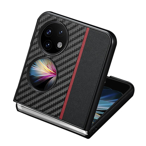 LC.IMEEKE For Huawei P50 Pocket Case Carbon Fiber Texture Shockproof Protective Phone Cover