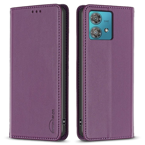 BINFEN COLOR BF18 For Motorola Edge 40 Neo 5G Case PU Leather Phone Cover with Card Slots
