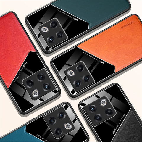 For OnePlus 10T 5G / Ace Pro 5G Case Built-in Car Mount Metal Sheet Leather+TPU+PC Phone Cover