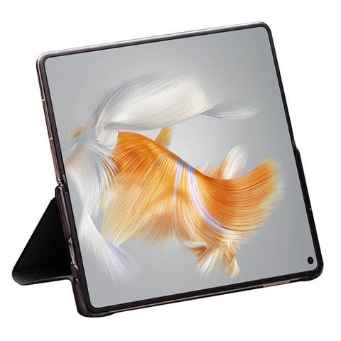 QIALINO For Huawei Mate X3 5G Case Stand Genuine Cow Leather View Window Phone Cover