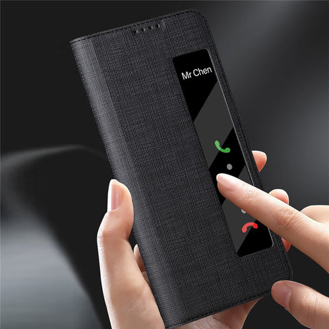 VILI DMX Series Phone Shell for Huawei Mate 60 Pro Case View Window PU Leather Stand Phone Cover