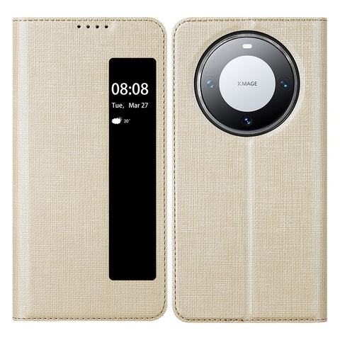 VILI DMX Series Phone Shell for Huawei Mate 60 Pro Case View Window PU Leather Stand Phone Cover