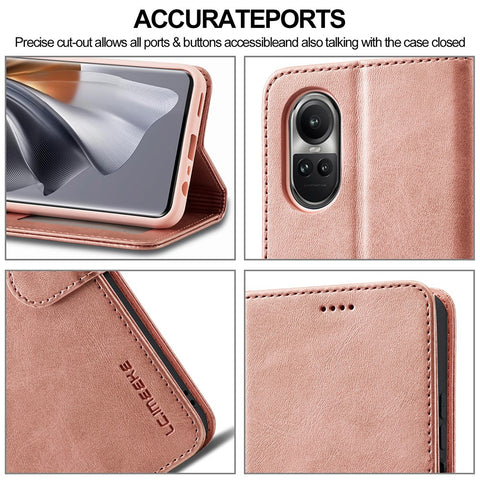 LC.IMEEKE For Oppo Reno10 Pro 5G (Global) / Reno10 5G (Global) Case PU Leather Stand Phone Wallet Cover
