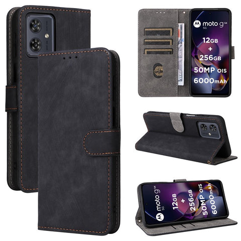 For Motorola Moto G54 5G / G54 Power 5G / G64 5G / G64y 5G Case RFID Blocking Wallet Phone Cover with Strap