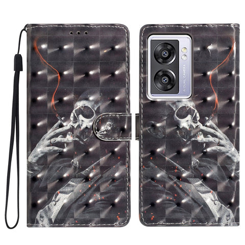 For Oppo A57 4G / A57 (2022) 5G / A77 5G Case 3D Pattern Printing Phone Leather Cover