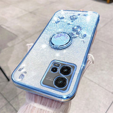 KADEM For Motorola Moto G72 5G Case Ring Kickstand Glitter TPU Phone Cover