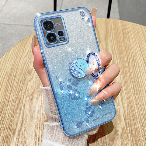 KADEM For Motorola Moto G72 5G Case Ring Kickstand Glitter TPU Phone Cover