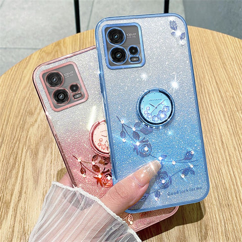 KADEM For Motorola Moto G72 5G Case Ring Kickstand Glitter TPU Phone Cover