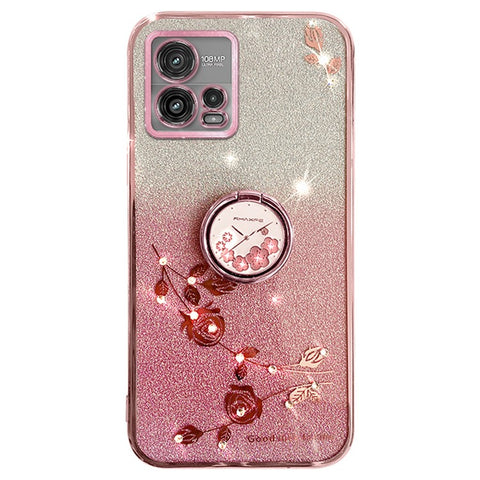 KADEM For Motorola Moto G72 5G Case Ring Kickstand Glitter TPU Phone Cover
