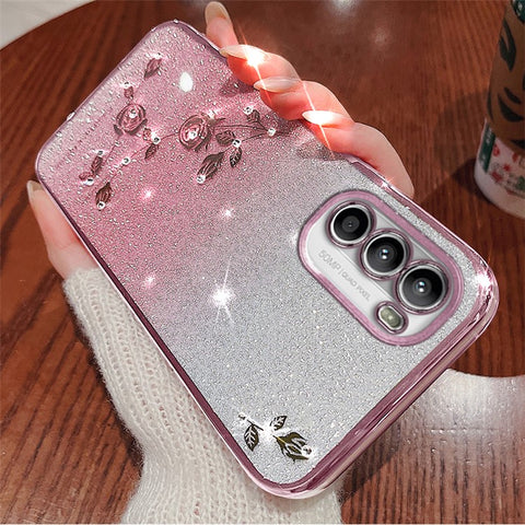 KADEM For Motorola Moto G82 5G / G52 4G / G71s 5G Case Rhinestone Flower Phone Cover