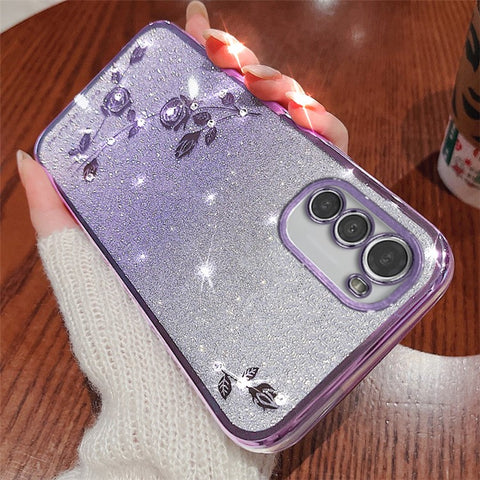 KADEM For Motorola Moto E32 4G / E32s 4G Case Rhinestone Glitter TPU Cover with Strap