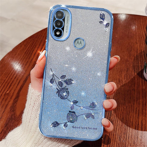 KADEM For Motorola Moto E20 TPU Case Glitter Rhinestone Phone Back Cover