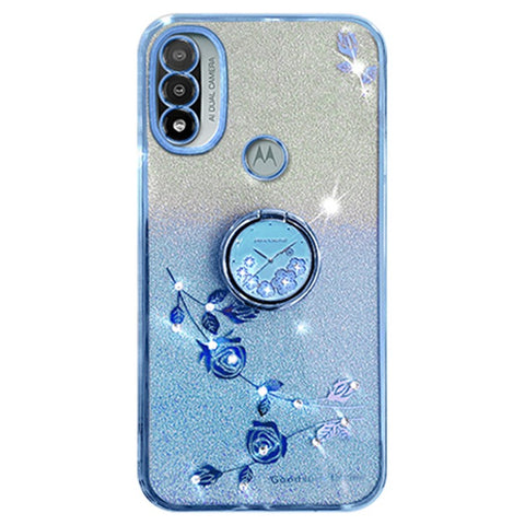 KADEM For Motorola Moto E20 TPU Case Flower Decor Cellphone Cover with Kickstand