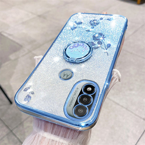 KADEM For Motorola Moto E20 TPU Case Flower Decor Cellphone Cover with Kickstand