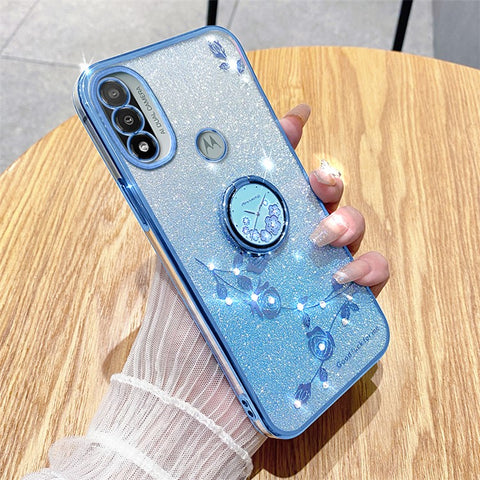 KADEM For Motorola Moto E20 TPU Case Flower Decor Cellphone Cover with Kickstand