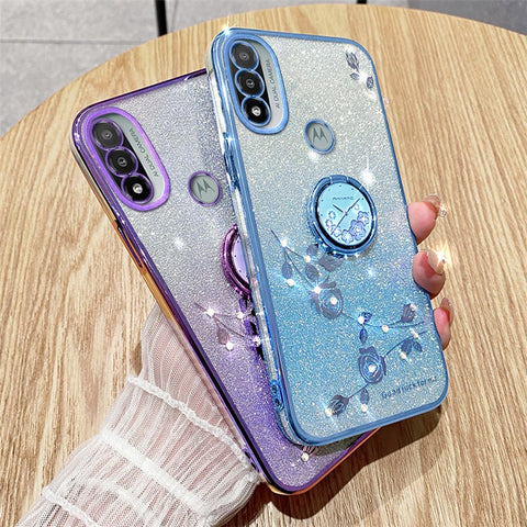 KADEM For Motorola Moto E20 TPU Case Flower Decor Cellphone Cover with Kickstand