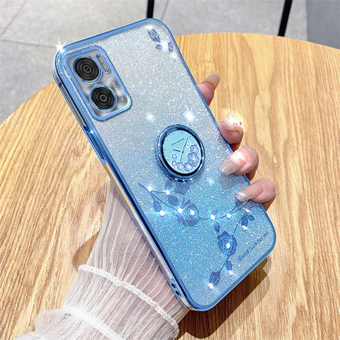 KADEM For Motorola Moto E22 4G / E22i 4G TPU Cover Ring Kickstand Glitter Phone Case