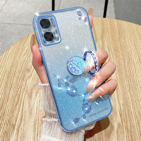 KADEM For Motorola Moto E22 4G / E22i 4G TPU Cover Ring Kickstand Glitter Phone Case