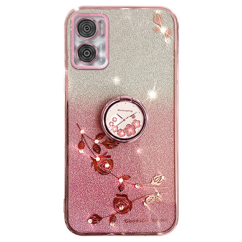 KADEM For Motorola Moto E22 4G / E22i 4G TPU Cover Ring Kickstand Glitter Phone Case