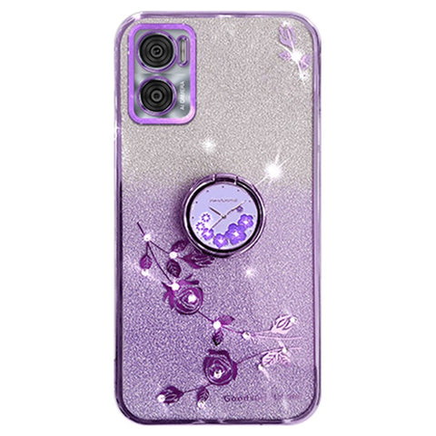 KADEM For Motorola Moto E22 4G / E22i 4G TPU Cover Ring Kickstand Glitter Phone Case