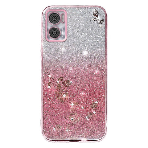 KADEM For Motorola Moto E22 4G / E22i 4G Case Flower TPU Cover with Rhinestone Decor