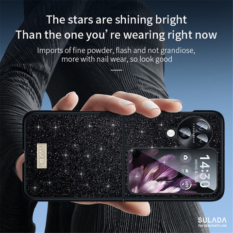 SULADA For Oppo Find N3 Flip 5G Case Glitter Sequins Leather Coated PC + TPU Cover