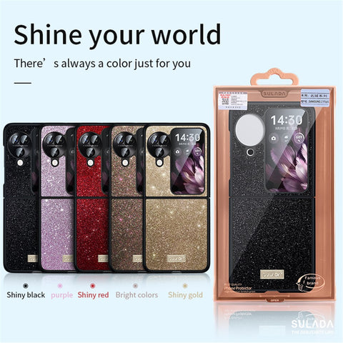 SULADA For Oppo Find N3 Flip 5G Case Glitter Sequins Leather Coated PC + TPU Cover