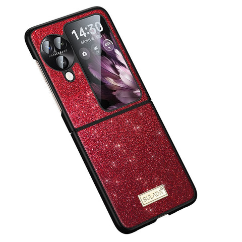 SULADA For Oppo Find N3 Flip 5G Case Glitter Sequins Leather Coated PC + TPU Cover