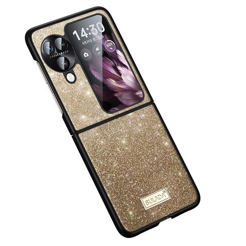 SULADA For Oppo Find N3 Flip 5G Case Glitter Sequins Leather Coated PC + TPU Cover