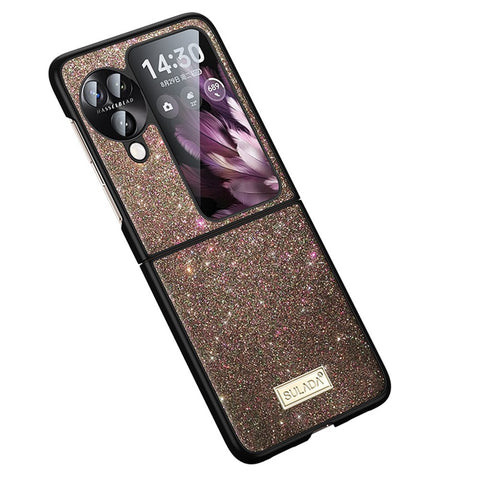 SULADA For Oppo Find N3 Flip 5G Case Glitter Sequins Leather Coated PC + TPU Cover