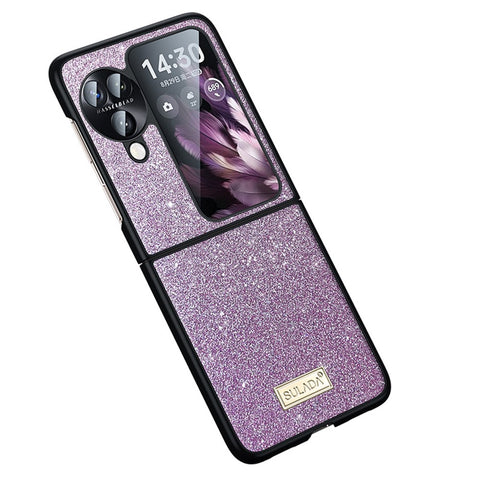 SULADA For Oppo Find N3 Flip 5G Case Glitter Sequins Leather Coated PC + TPU Cover