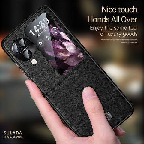 SULADA For Oppo Find N3 Flip 5G Case PU Leather+TPU+PC Folding Phone Cover