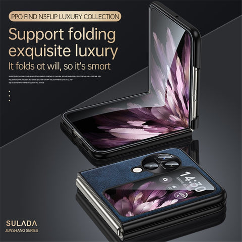 SULADA For Oppo Find N3 Flip 5G Case PU Leather+TPU+PC Folding Phone Cover