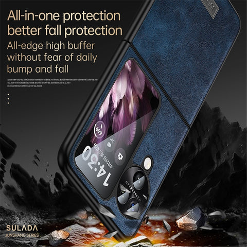 SULADA For Oppo Find N3 Flip 5G Case PU Leather+TPU+PC Folding Phone Cover
