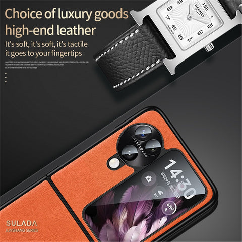 SULADA For Oppo Find N3 Flip 5G Case PU Leather+TPU+PC Folding Phone Cover