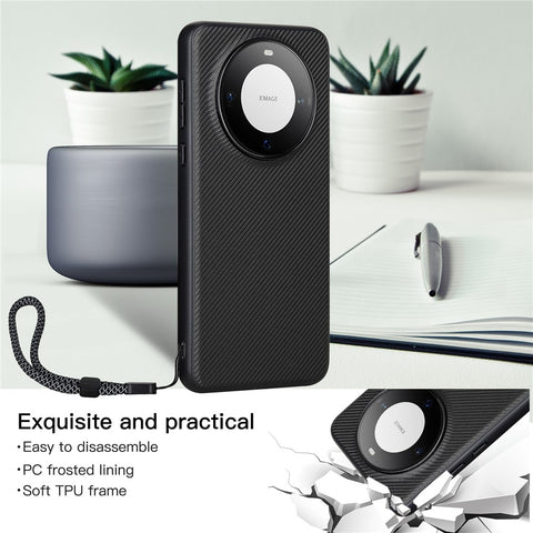 VILI TC Series for Huawei Mate 60 Pro Case PU Leather Coated TPU Phone Cover with Strap